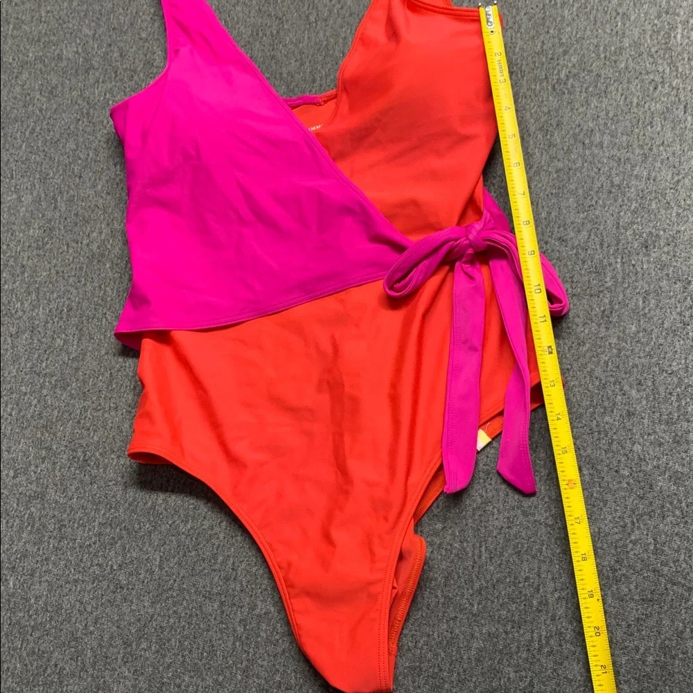 summersalt Pink and Orange The Perfect Wrap One-Piece Swimsuit